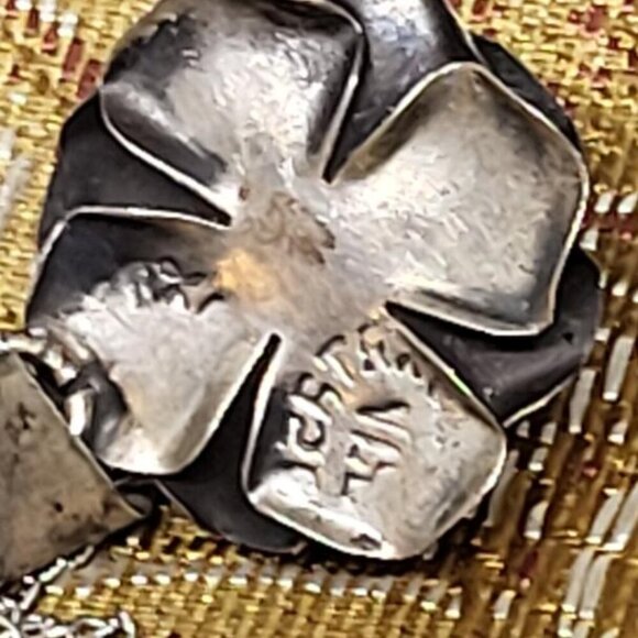 Vintage, Mexico, .925 Stamped, Flower Design Pendent Necklace, - Picture 3 of 7